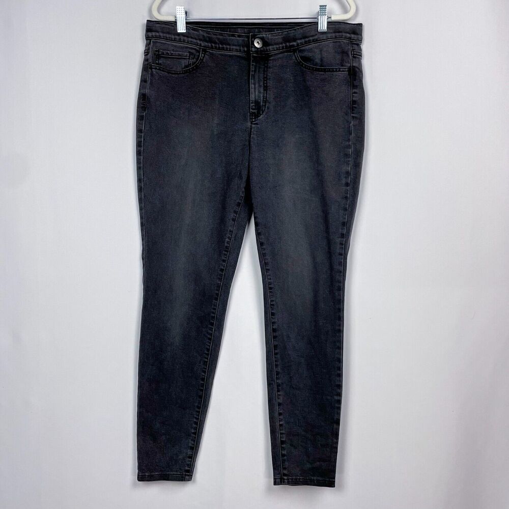 J. Jill 5 Pocket Leggings Jeans Size‎ 12 Gray Faded Black Stretch Denim Mid Rise